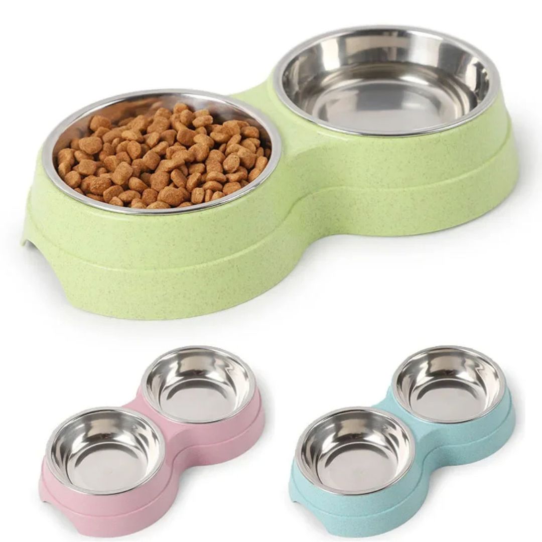 Cuencos dobles de acero inoxidable para perros