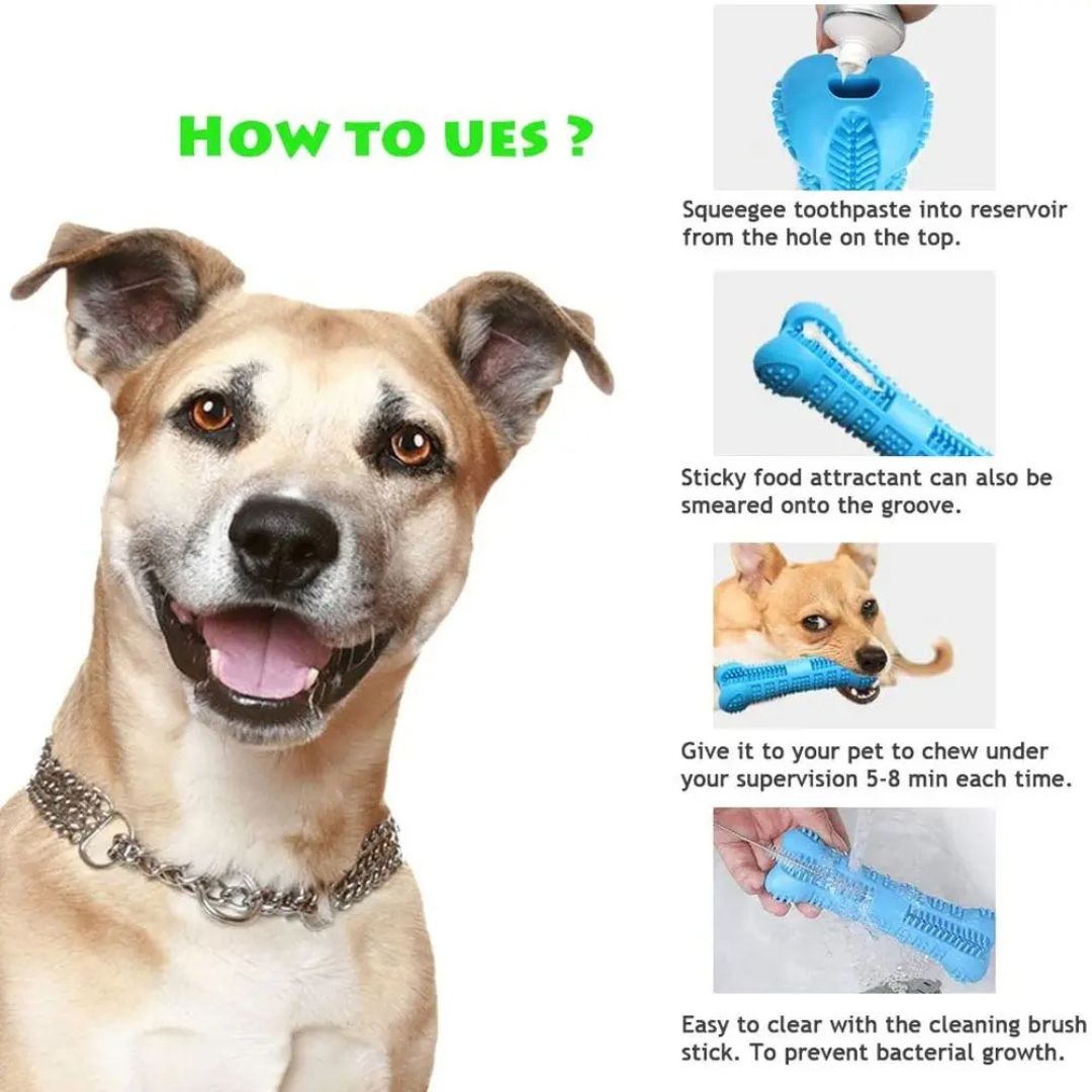 Cepillo dental masticable de goma suave para perros