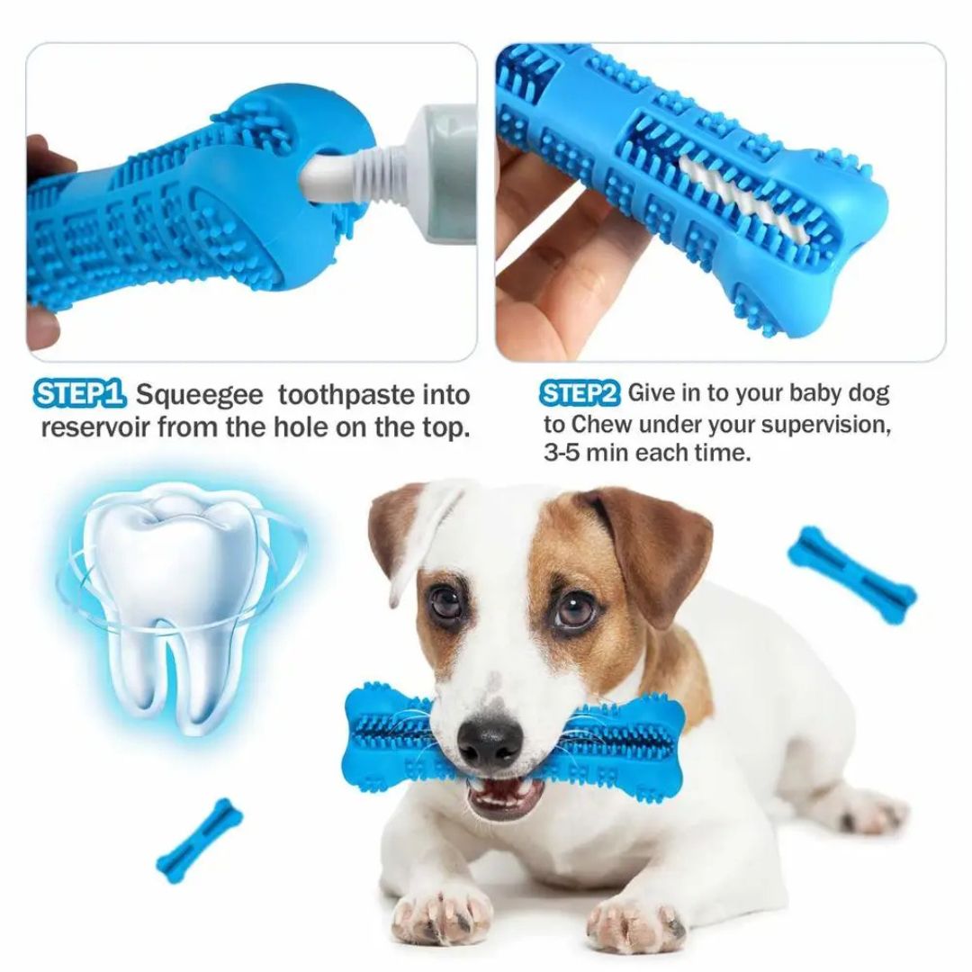 Cepillo dental masticable de goma suave para perros