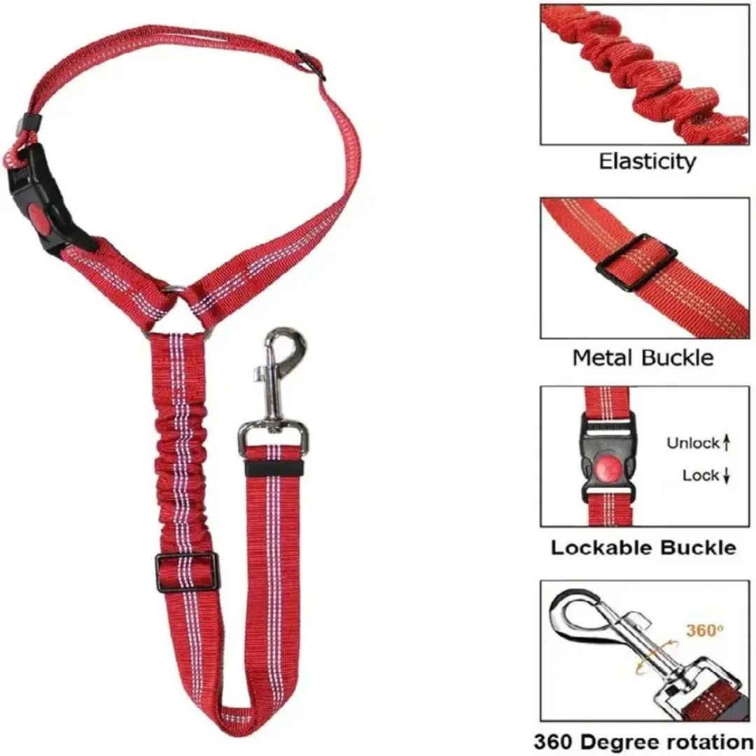 Cinturón de seguridad reflectante para perros, collar de viaje