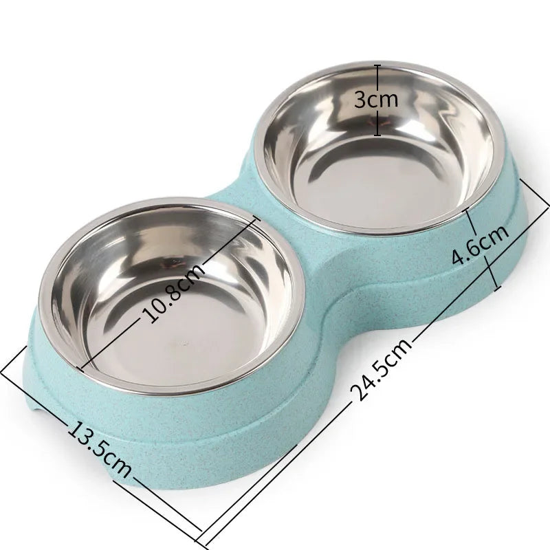 Cuencos dobles de acero inoxidable para perros