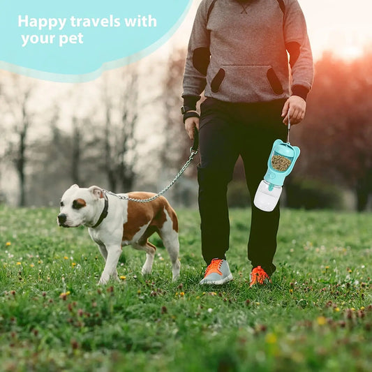 Botella de agua portátil 2 en 1 para perros - Hidratación y comida en un solo lugar