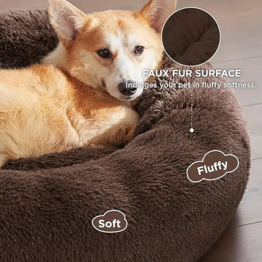 Cama redonda de felpa para Perros – Cálida, Suave y Lavable