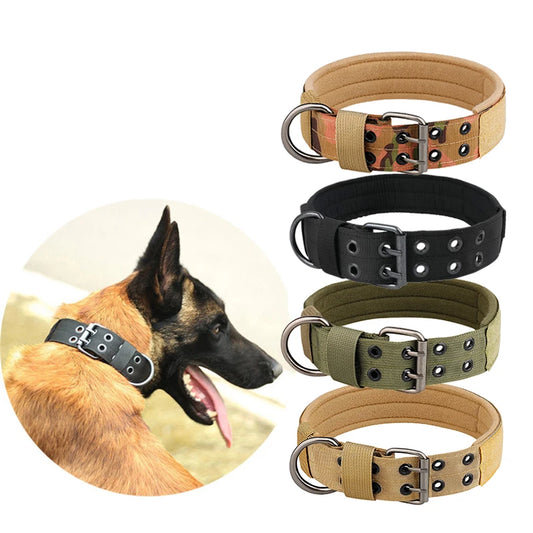 Collar táctico de nailon ajustable para perros grandes