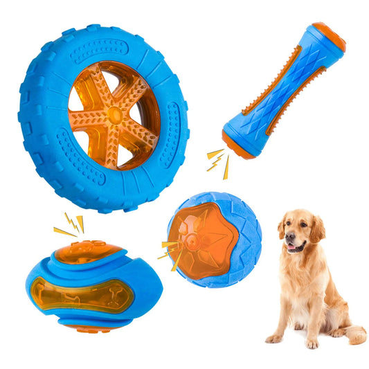 Juguete de goma para perros grandes resistente con limpieza dental
