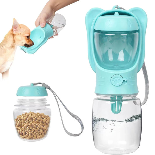 Botella de agua portátil 2 en 1 para perros - Hidratación y comida en un solo lugar